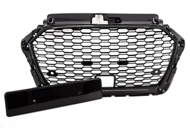 Fits Audi A3 S3 8V Facelift 2016-2020 Front Main Grille Black Honeycomb Sport Badgeless - image 2
