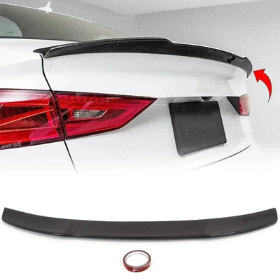 Fits Audi A3 S3 RS3 Saloon Real Carbon Fibre Trunk Boot Lip Spoiler Big V Style - tradevehicleparts.co.uk