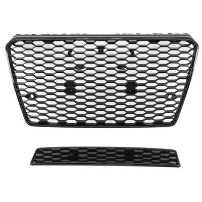 Fits Audi A7 S7 2010-2014 Front Bumper Grille Honeycomb Gloss Black RS7 Style - tradevehicleparts.co.uk