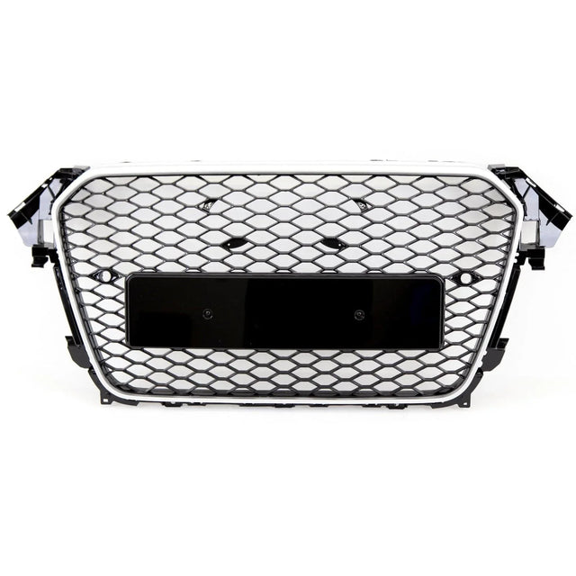 Fits Audi A4 B8.5 2011-2015 Front Bumper Grille Honeycomb Gloss Black & Chrome RS4 Style - image 2