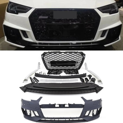 Fits Audi A4 B9 Facelift 2015-2018 Front Bumper Bodykit With Honeycomb Grilles RS4 Style Conversion - tradevehicleparts.co.uk