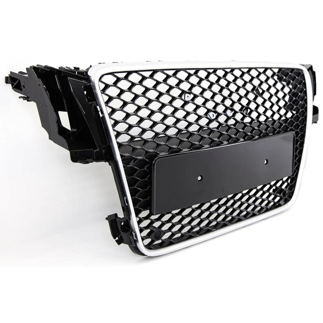 Fits Audi A5 S5 2007-2011 Front Bumper Grille Honeycomb Sport Gloss Black With Silver Frame - image 4