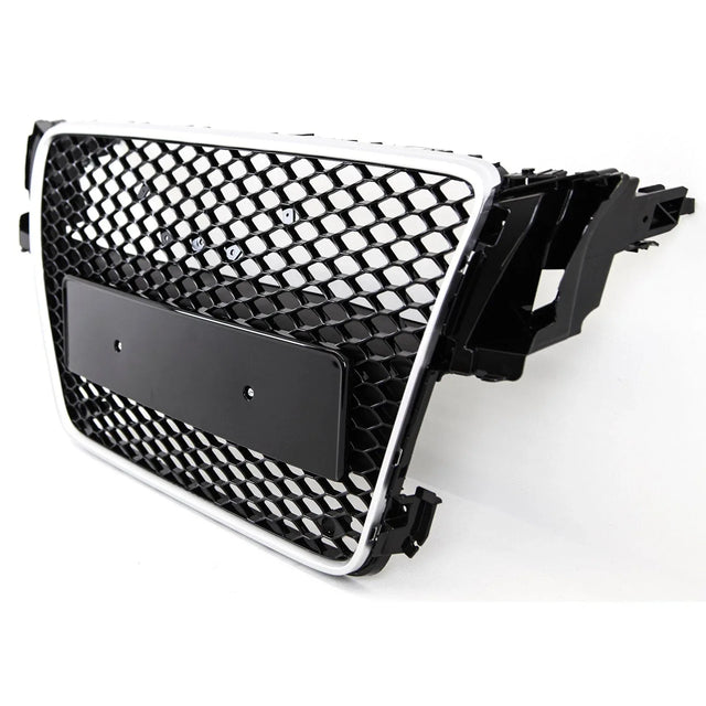 Fits Audi A5 S5 2007-2011 Front Bumper Grille Honeycomb Sport Gloss Black With Silver Frame - image 3