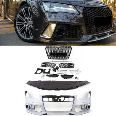 Fits Audi A7 S7 2010-2014 Front Bumper Bodykit With Grilles RS7 Style Conversion Primed - tradevehicleparts.co.uk