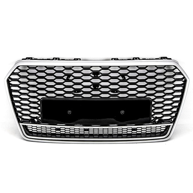 Fits Audi A7 S7 2014-2018 Front Bumper Grille Honeycomb Sport Gloss Black With Silver Frame - image 2