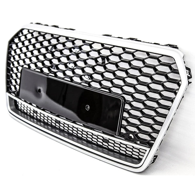 Fits Audi A7 S7 2014-2018 Front Bumper Grille Honeycomb Sport Gloss Black With Silver Frame - image 3