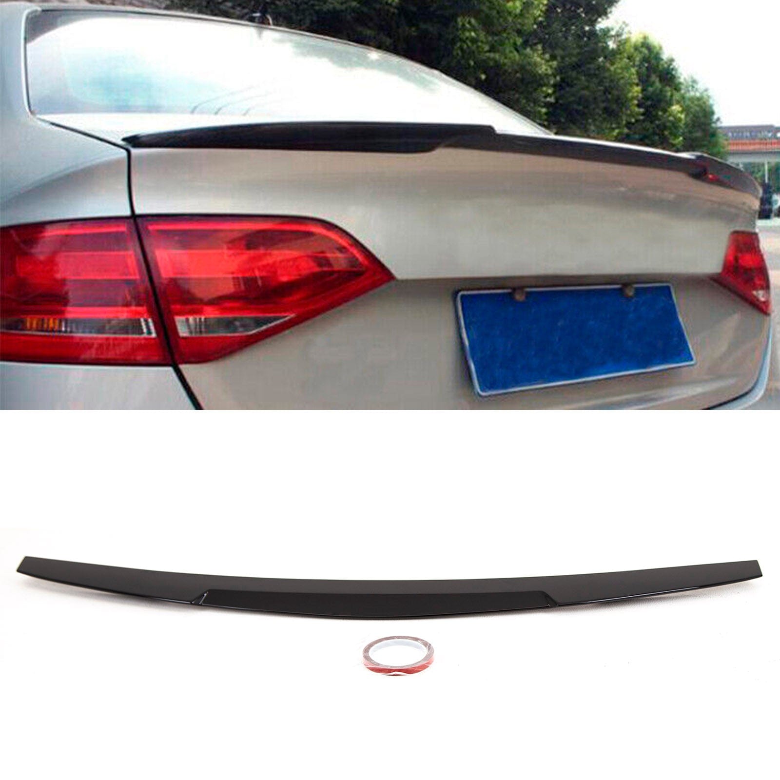 AD5196 Audi A4 B8 2008-2011 Rear Trunk Boot Lip Spoiler Gloss Black M4 Style