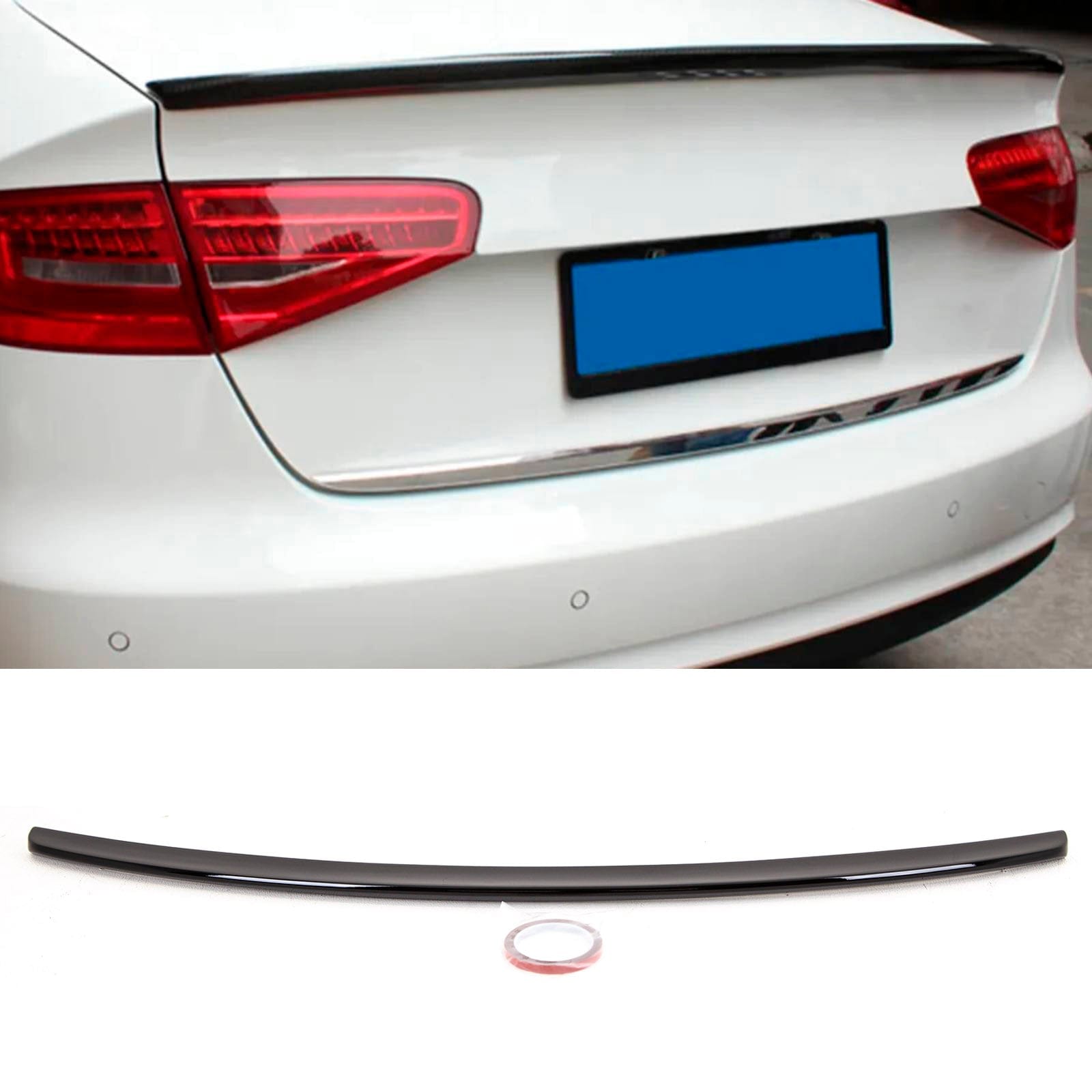 AD5197 Audi A4 B8.5 2012-2015 Rear Trunk Boot Lip Spoiler S4 Style Gloss Black