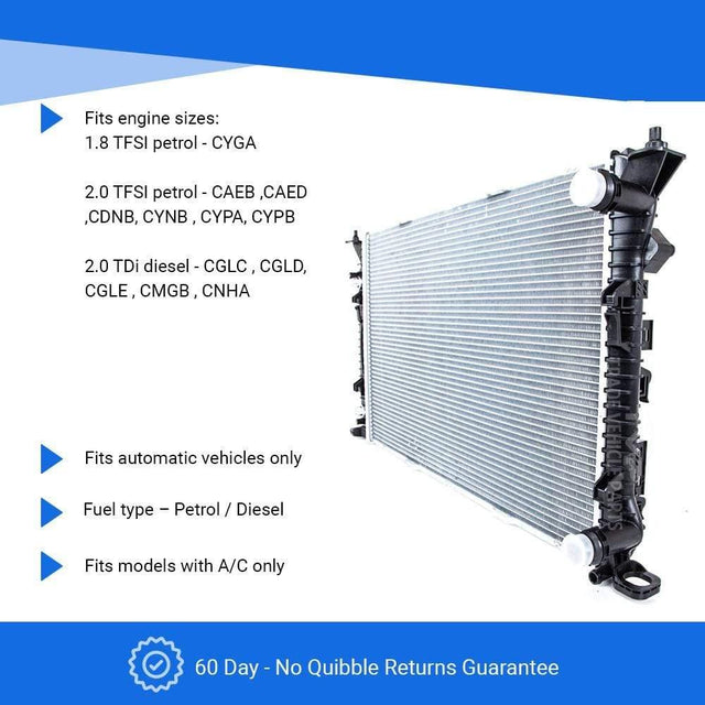 Fits Audi A6/S6 2011-2018 Radiator (1.8 Tfsi, 2.0 Tfsi Petrol)(2.0 Tdi) (Automatic) (With Ac) - image 3