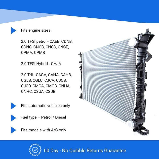 Fits Audi Q5/Sq5 2009-2017 Radiator (2.0 Tfsi Petrol) (2.0 Tfsi Hybrid Petrol/Electric)( 2.0 Tdi)(Automatic) (With Ac) - image 4