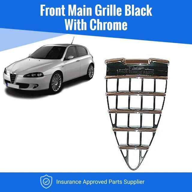 Fits Alfa Romeo 147 2001-2005 Front Main Grille Black With Chrome - image 2