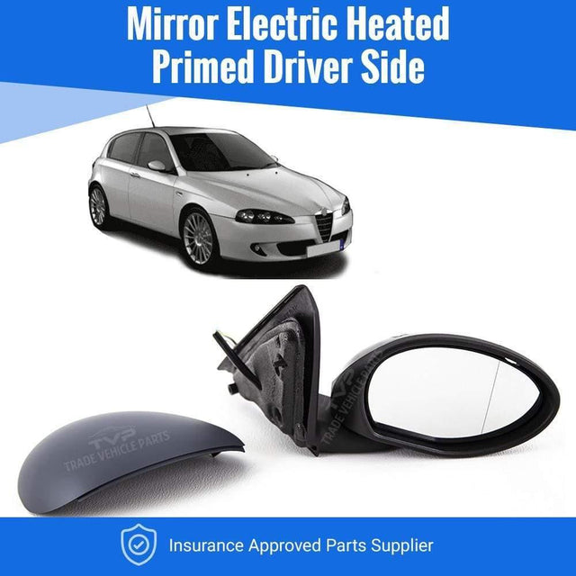 Fits Alfa Romeo 147 2001-2010 Door Wing Mirror Electric Heated Primed Cover Driver Side - image 2