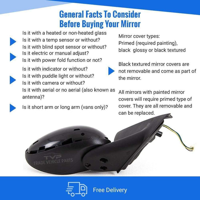Fits Alfa Romeo 147 2001-2010 Door Wing Mirror Electric Heated Primed Cover Driver Side - image 4