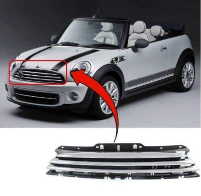 Fits Mini Cabriolet R57 2009-2015 Front Grille Main Centre Mat Black With Chrome - tradevehicleparts.co.uk