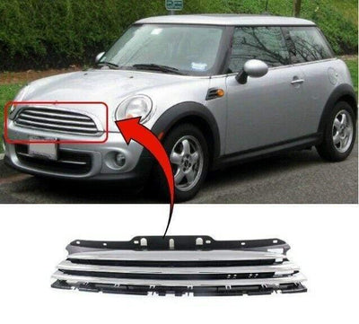 Fits Mini One R56 2006-2014 Front Grille Main Centre Mat Black With Chrome Moulding - tradevehicleparts.co.uk