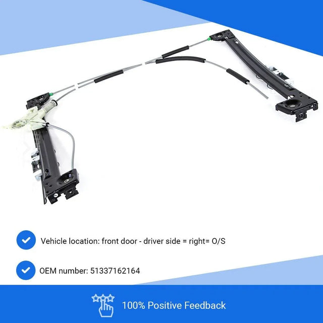 Fits BMW Mini R52 Convertible 2006-08 Window Regulator Without Motor Front Right O/S 3 Bolt Type - image 3
