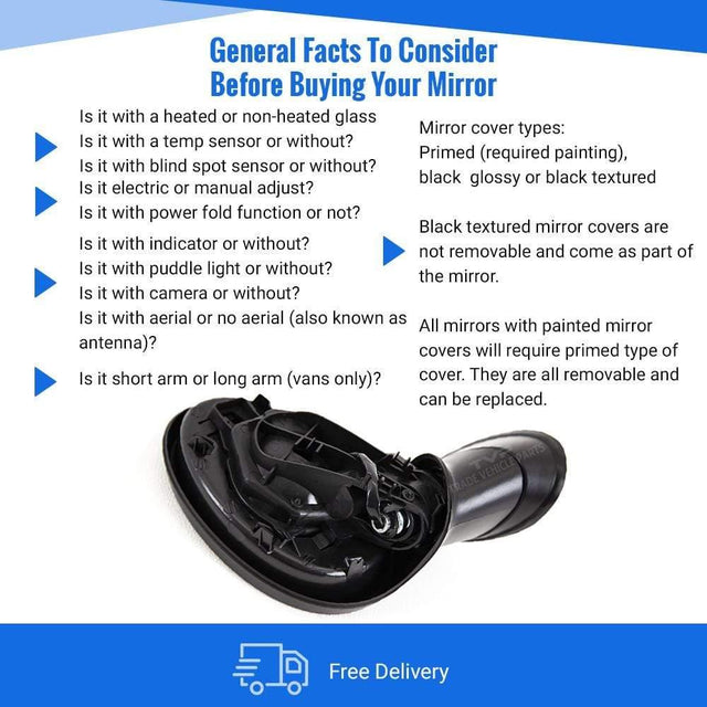 Fits Mini R56 2006-2014 Door Wing Mirror Electric Heated Primed Passenger Side - image 3