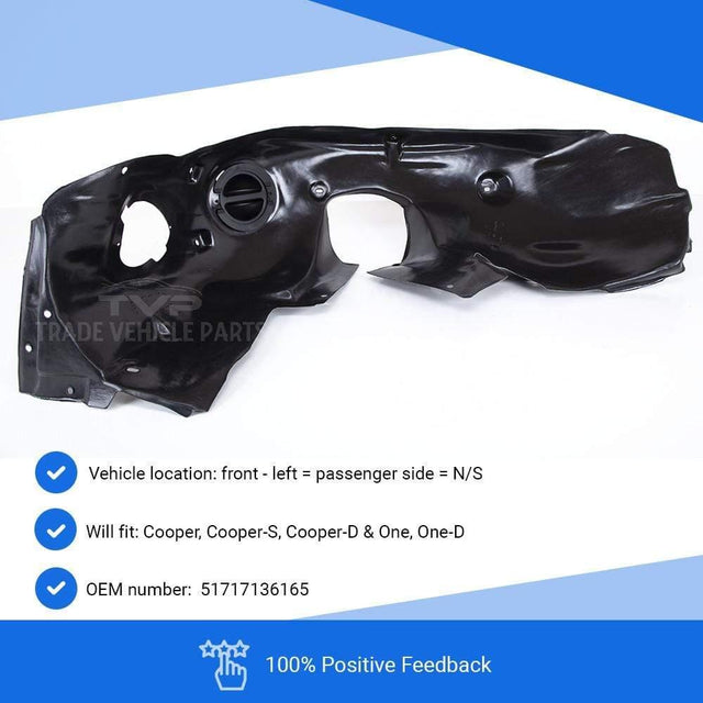 Fits Mini Hatchback R56 2006-2014 Front Wing Arch Liner Splash Guard Passenger Side - image 3