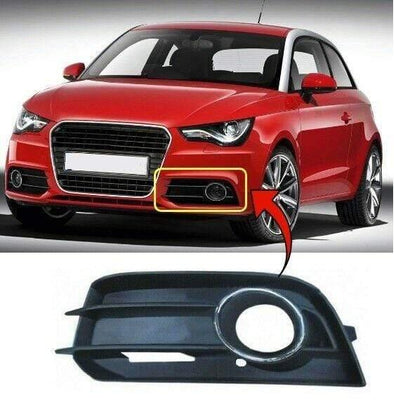 Fits Audi A1 2010-2015 Front Bumper Fog Grille With Fog Hole Chrome Bezel Twin Slat Moulding Passenger Side - tradevehicleparts.co.uk