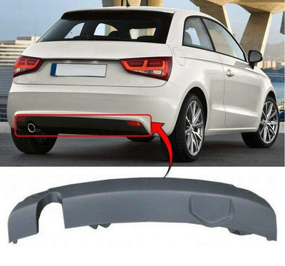 Fits Audi A1 2010-2015 Rear Bumper Spoiler Mat Black Single Exhaust Single Pipe Standard Models - tradevehicleparts.co.uk