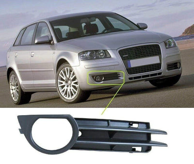 Fits Audi A3 2004-2008 Front Bumper Fog Grille For 3Dr And 5Dr With Hole Driver Side - tradevehicleparts.co.uk