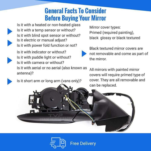 Fits Audi A3/S3 3Door 2008-2010 Door Wing Mirror Electric Heated Primed Cover Power Fold Driver Side - image 3