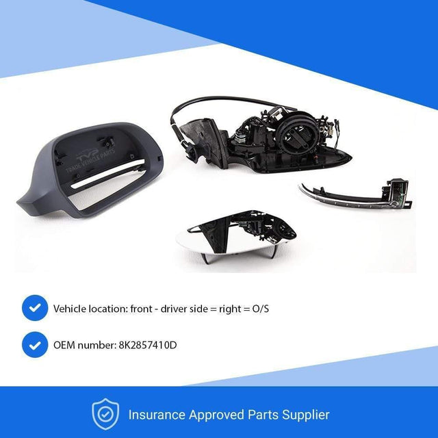 Fits Audi A4 2008-2010 Door Wing Mirror Electric Heated Primed Cover Indicator Driver Side - image 3