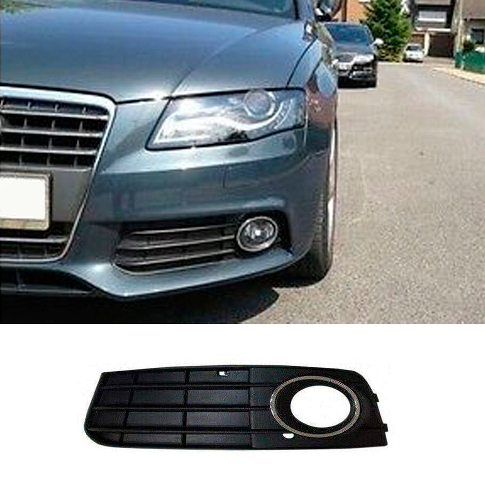 Audi A4 2008-2012 Front Bumper Fog Grille With Fog Hole Chrome Moulding Passenger Side