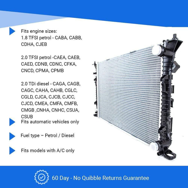 Fits Audi A4 B8 2008-2015 Radiator (1.8 Tfsi,2.0 Tfsi Petrol)(2.0 Tdi) (Automatic) (With Ac) - image 3