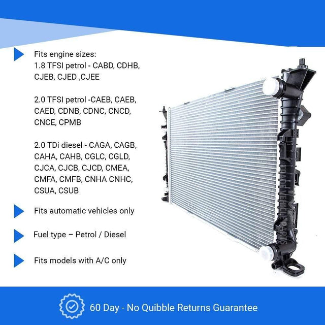 Fits Audi A5/S5 2007-2017 Radiator (1.8 Tfsi ,2.0 Tfsi Petrol)(2.0 Tdi) (Automatic) (With Ac) - image 4