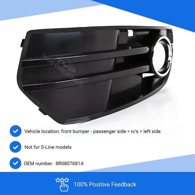 Fits Audi Q5 2009-2012 Front Bumper Fog Grille With Fog Hole & Black Trim Passenger Side - image 2