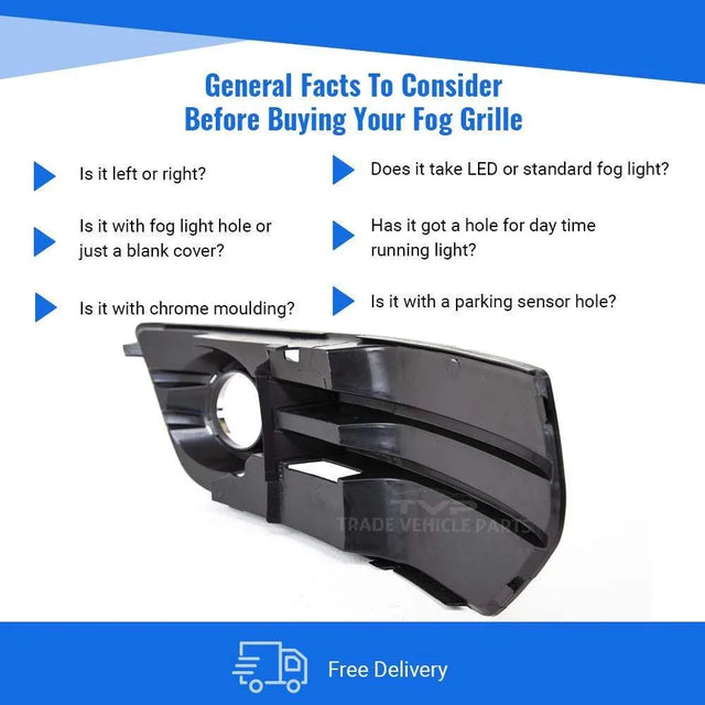 Fits Audi Q5 2009-2012 Front Bumper Fog Grille With Fog Hole Driver Side - image 4