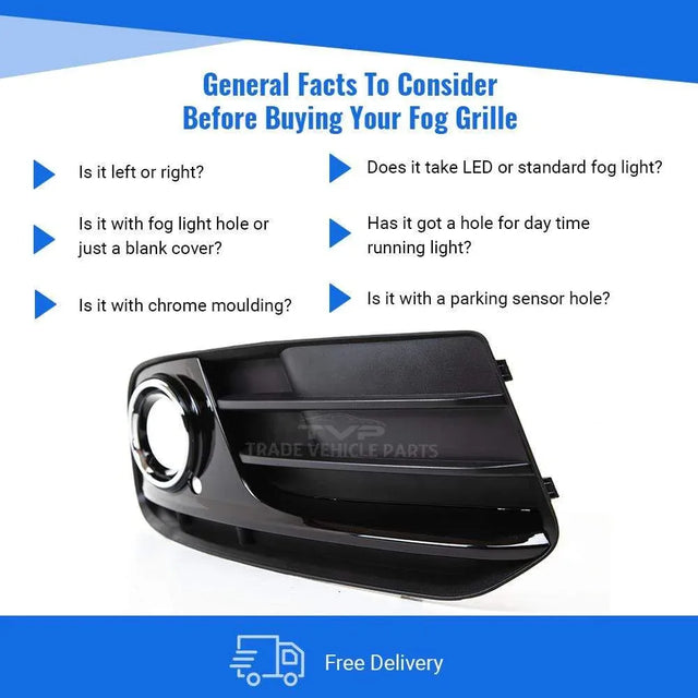 Fits Audi Q5 2012-2017 Front Bumper Fog Grille With Fog Hole Driver Side - image 4