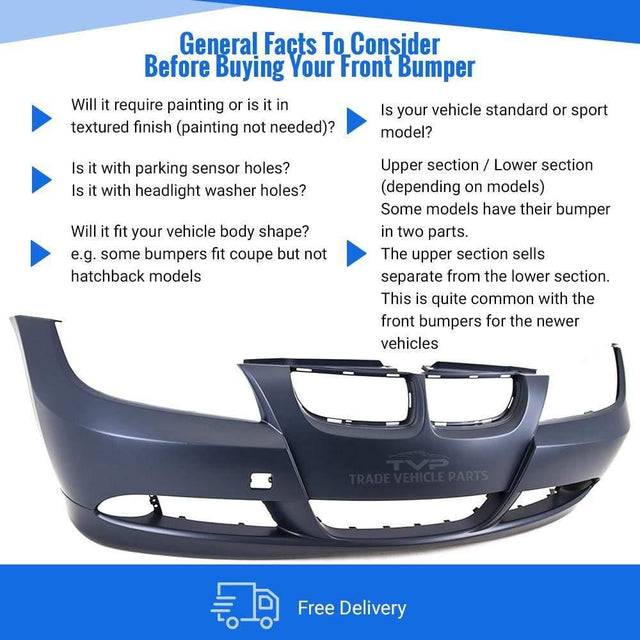 Fits BMW 3 E90 E91 Estate & Saloon 2005-2008 Front Bumper Primed No Pdc Or Washer Holes - image 4