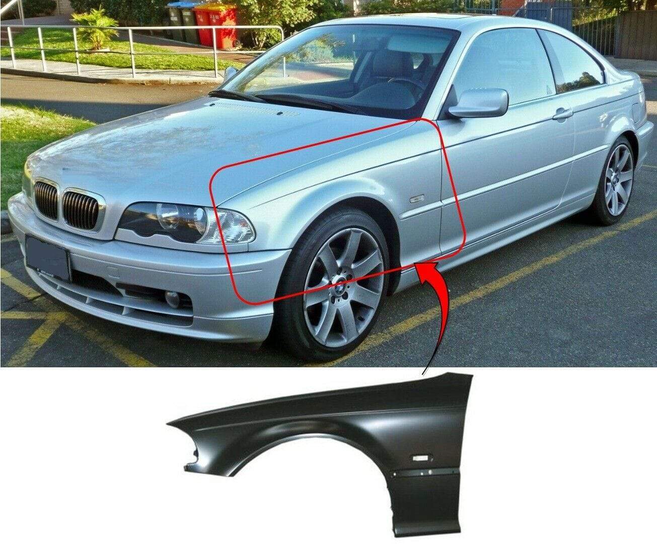 BM1633 BMW 3 E46 2 Door Coupe / Cab 1998-2003 Front Wing Passenger Side Not M3 Model