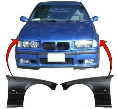 Fits BMW 3 E36 Coupe 1996-1998 Front Wing Primed Pair Left & Right With Hole - tradevehicleparts.co.uk