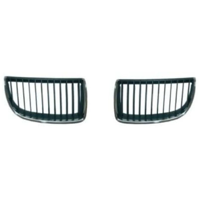 Fits BMW 3 E90 E91 Sln & Est 2005 2008 Pair-Left & Right Kidney Grille Black & Chrome - tradevehicleparts.co.uk