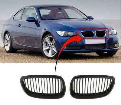 Fits BMW 3 E92 Coupe 2006-2010 Front Kidney Grille Mat Black Left+Right - tradevehicleparts.co.uk