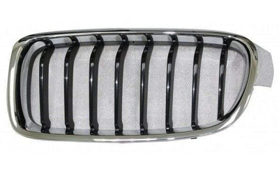 Fits BMW 3 F30 Saloon 2012- Kidney Grille Black & Chrome Sport 8 Slats Passenger Side - tradevehicleparts.co.uk