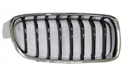 Fits BMW 3 F30 Saloon 2012- Kidney Grille Black & Chrome Sport 8 Slats Driver Side - tradevehicleparts.co.uk