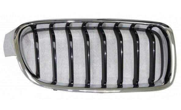 Fits BMW 3 F31 Estate 2012- Kidney Grille Black & Chrome Sport 8 Slats Driver Side - image 2