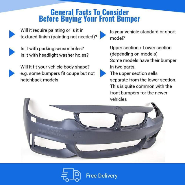 Fits BMW 4 Series F32 Coupe 2013-2020 Front Bumper Primed M-Sport With Washer Hole - image 3