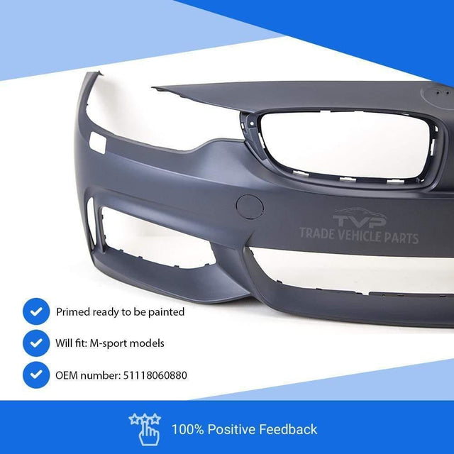 Fits BMW 4 Series F32 Coupe 2013-2020 Front Bumper Primed M-Sport With Washer Hole - image 2