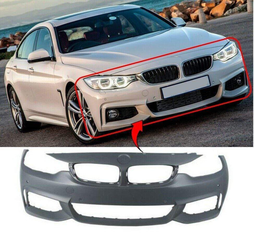 BM5075C BMW 4 F36 Gran Coupe 2014- Front Bumper Primed M-Sport With Sensor Holes
