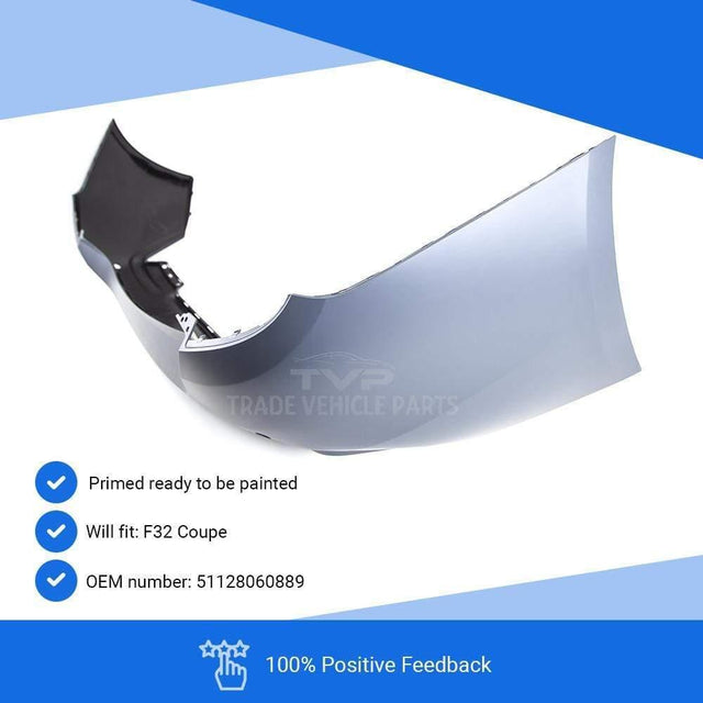 Fits BMW 4 Series F32 Coupe 2013- Rear Bumper Primed With Sensor Holes M-Sport - image 3