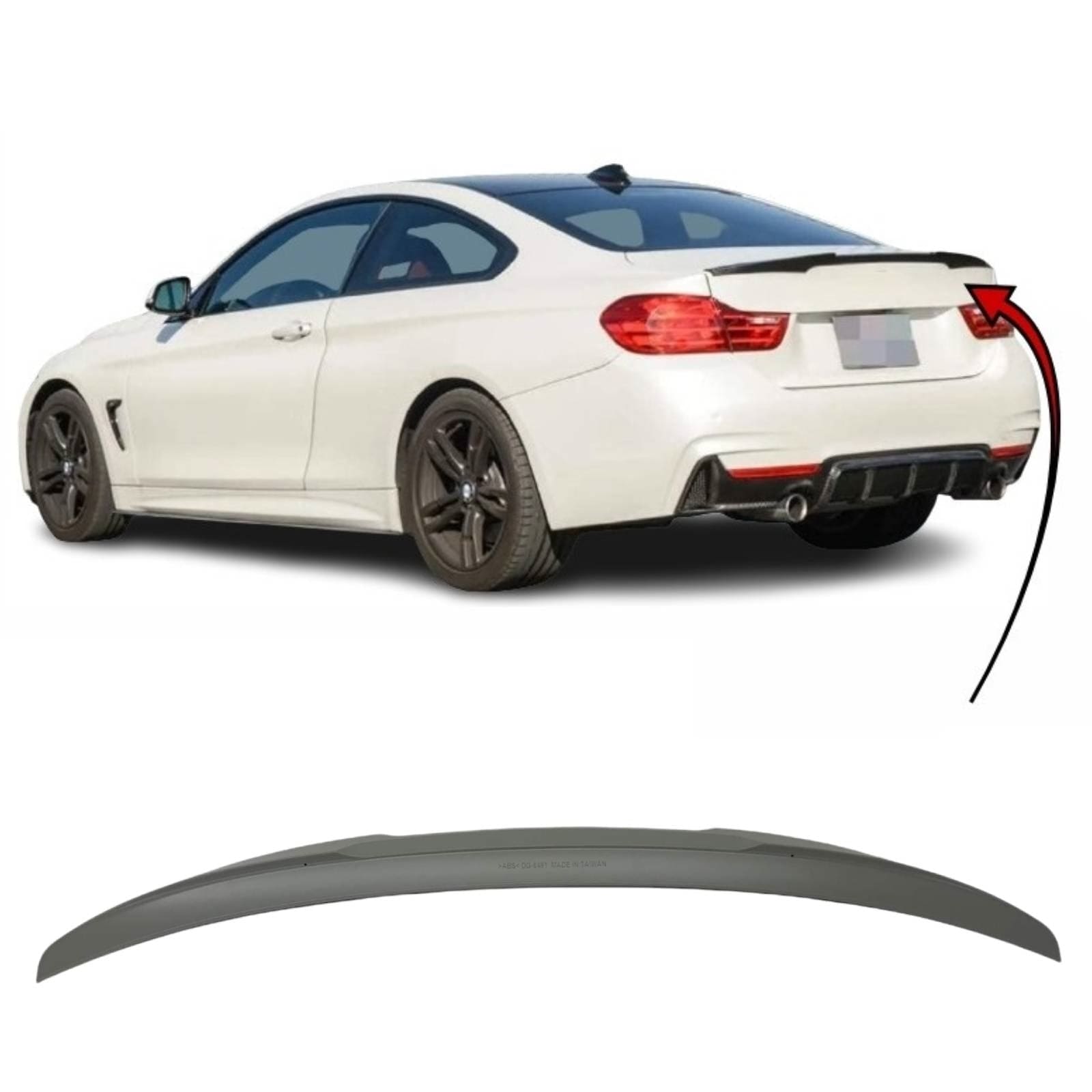 BM5146 Bmw 4 Series F32 Coupe 2014-Onwards M4 Style Rear Trunk Boot Spoiler Grey