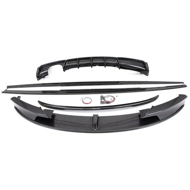 Fits BMW 3 Series F30 Aero Kit Front Splitter Diffuser Spoiler Carbon Look - image 2