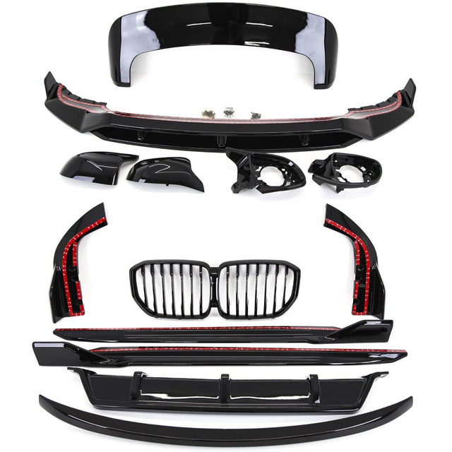 Fits BMW X5 G05 Aero Body Kit Front Splitter Side Skirts Rear Diffuser Gloss Black - image 2