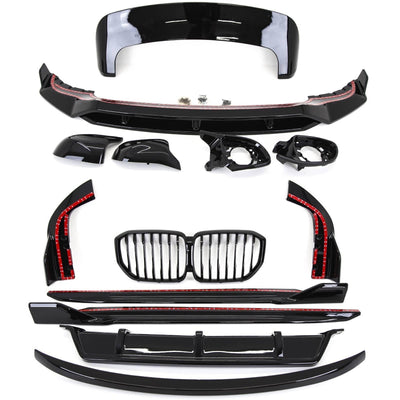 Fits BMW X5 G05 Aero Body Kit Front Splitter Side Skirts Rear Diffuser Gloss Black - tradevehicleparts.co.uk