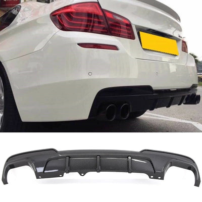 Fits BMW 5 F10 F11 M Sport Rear Bumper Diffuser Splitter Quad Exhaust Carbon Look New - tradevehicleparts.co.uk